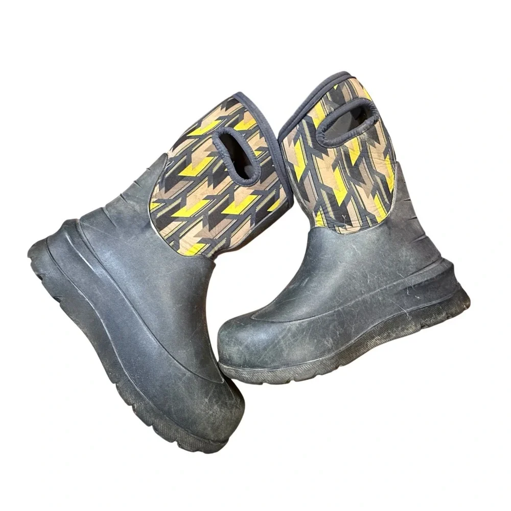 Bogs Kids Neo-Classic Warp Waterproof Winter Boots Black Yellow Youth 5 Euro 38